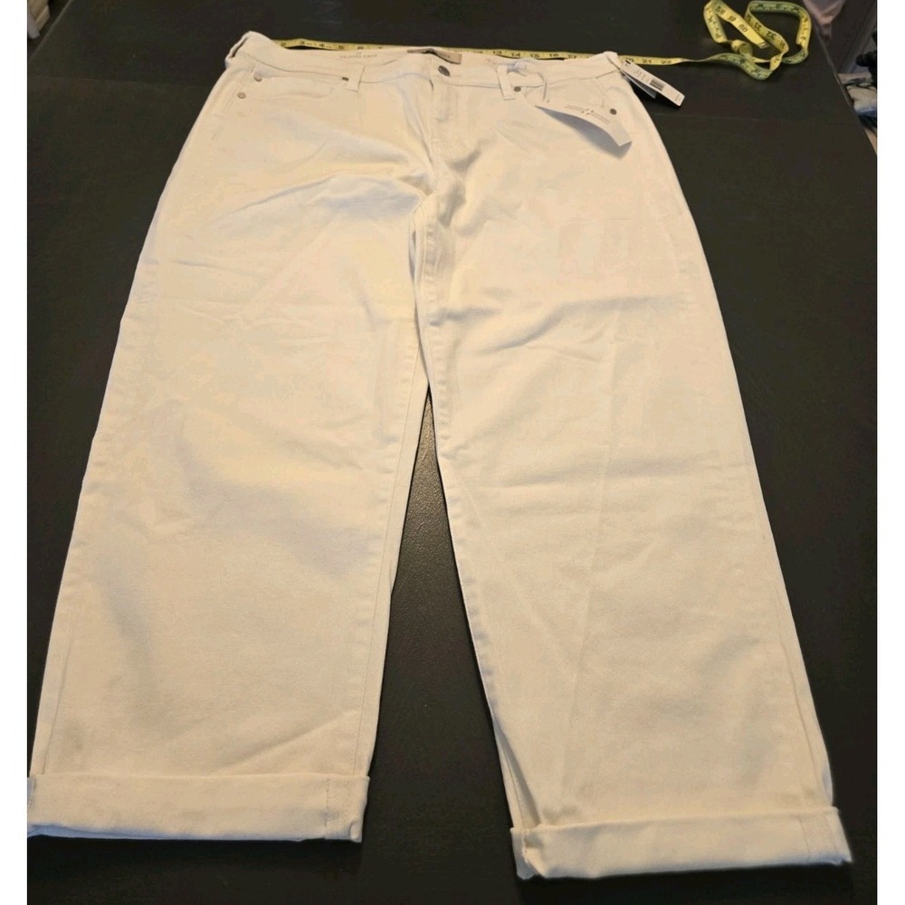 Liverpool Relaxed Crop White Jeans Cuffed Denim Pants LM7033RD15 Size 16/33 NWT
